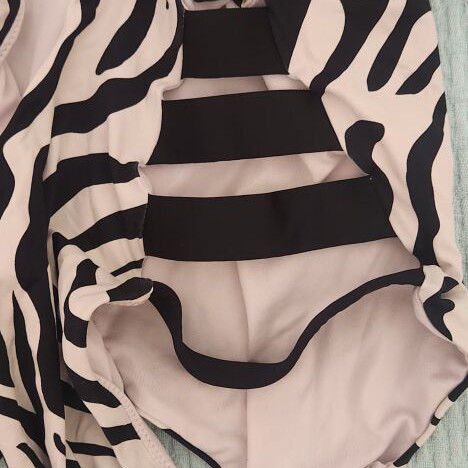 Bluepoint one-piece swimsuit with cutouts medium, used, black and white