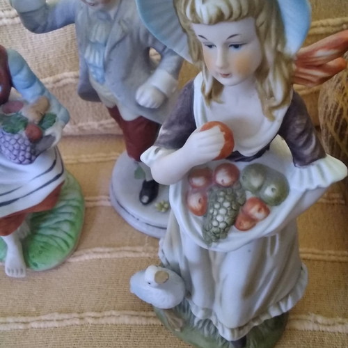 Porcelain figurine dolls used, set of 4, 1970s vintage