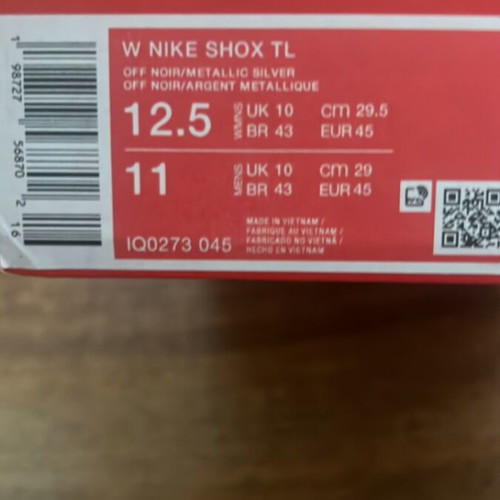 Nike Shox TL Off Noir Metallic Silver sneakers size 45 new