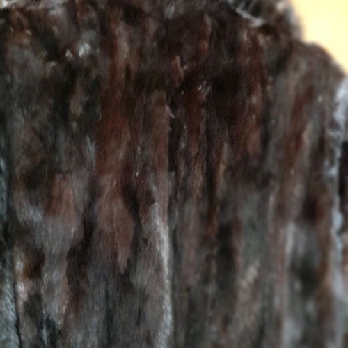 Mink fur coat used, midi length brown-honey, size M
