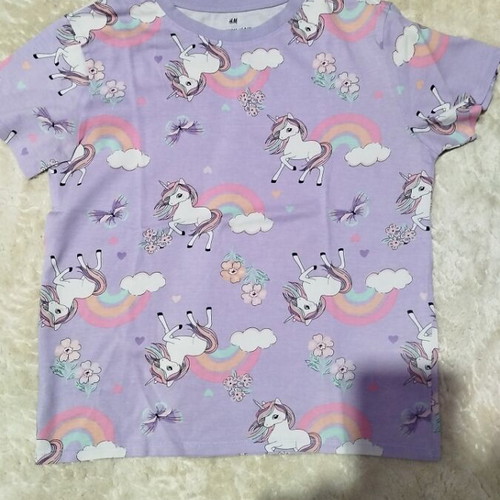Unicorn short-sleeve top and leggings 140 cm like new, H&M