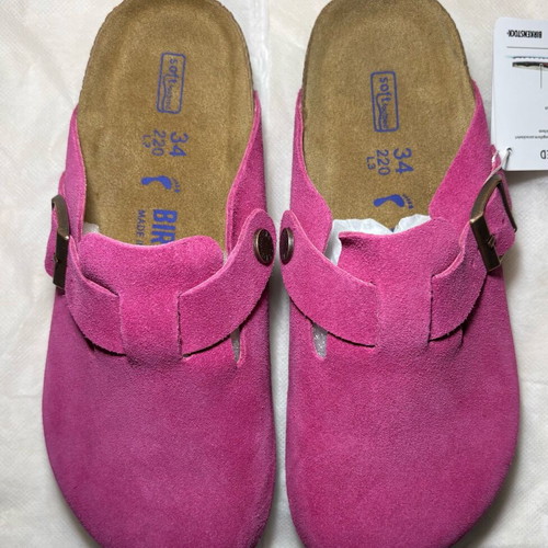 Birkenstock Boston Pink Suede Soft Footbed Clogs New EU 34