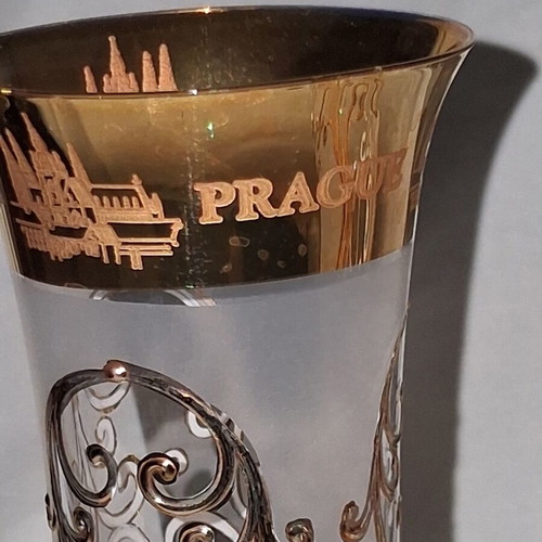 Vintage Bohemia Crystal Champagne Glasses Praha pair, like new