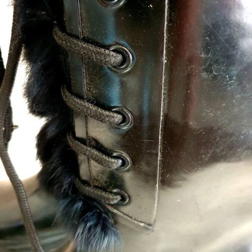Wellington boots black with fur and laces, new, size 38.5