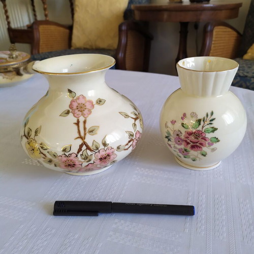 Zsolnay Hungary 1868 hand painted vases like new, set of 2