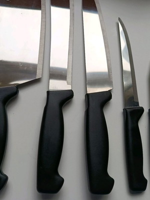 Set of 5 professional kitchen knives stainless steel like new
