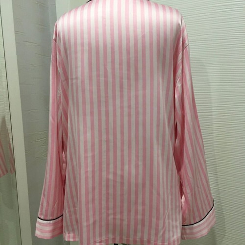 Victoria's Secret Pink Iconic Stripe satin long pajama top, size L