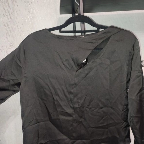 Paranoia black satin blouse new with tags, small size
