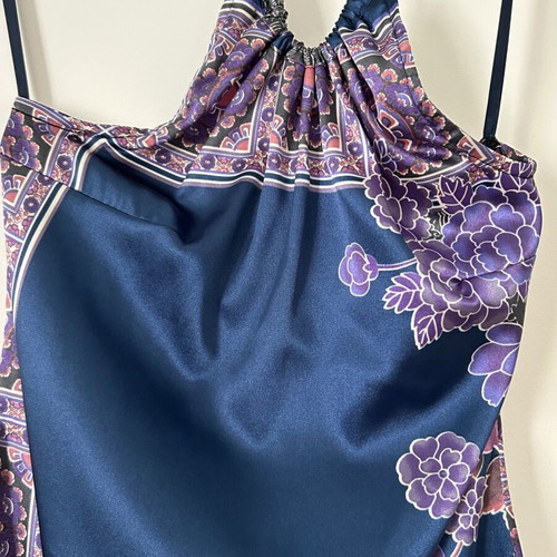 Mini dress S like new, blue and purple, with Asian influences