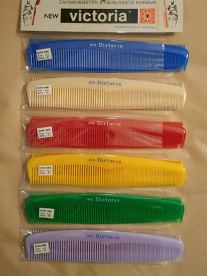 Victoria combs set of 12 from the '70s new, extra hard, 6 colors