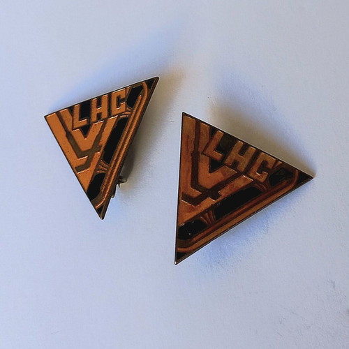 Vintage sports enamel pins set used