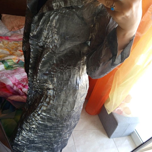 Long jacket size L like new, gray silver organza