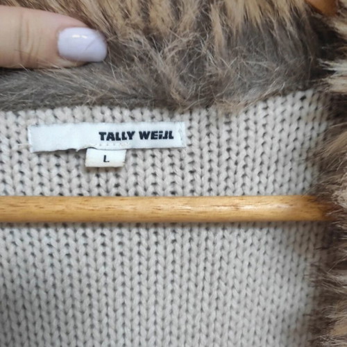 Tally Weijl sleeveless knit vest cardigan like new with faux fur
