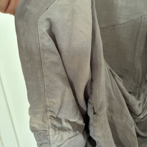 Clu 100% Silk Gray Asymmetric Panel Slip Dress S, Like New