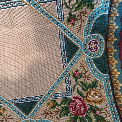 Handmade embroidered square with cross-stitch, new, 1x1 meter