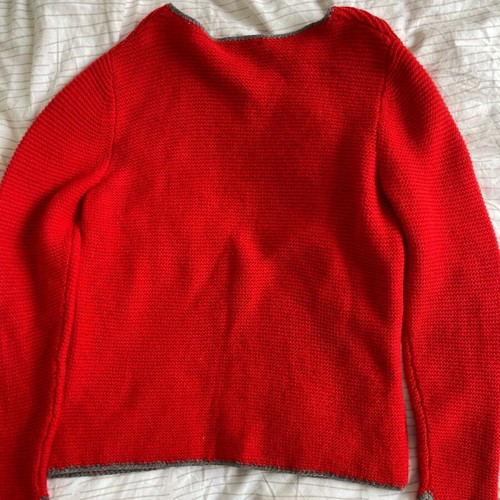 Katestorm wool knit cardigan like new, red with gray trim