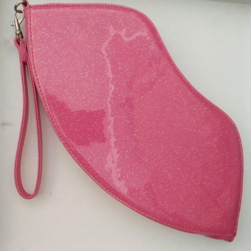 Pink envelope bag new with glitter and detachable handle