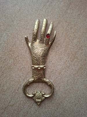 Vintage brass hand-shaped bottle opener used, 1950s-1960s