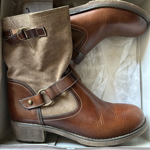 Gioseppo low ankle boots like new, brown leather and suede