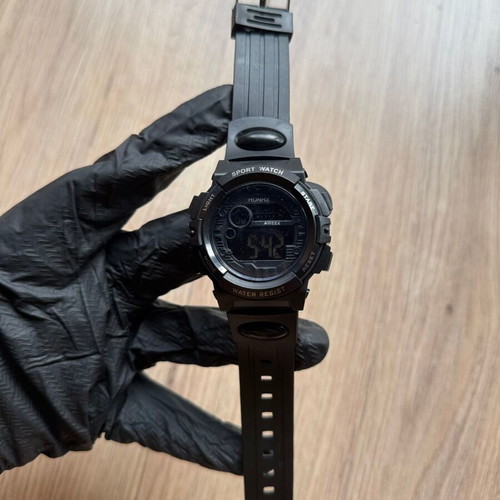 Digital Sport Watch new, men's black with rubber strap