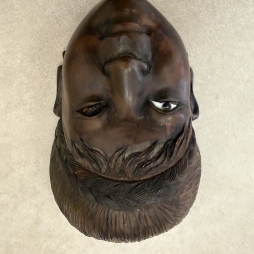 Asian vintage wooden carved mask used, handmade