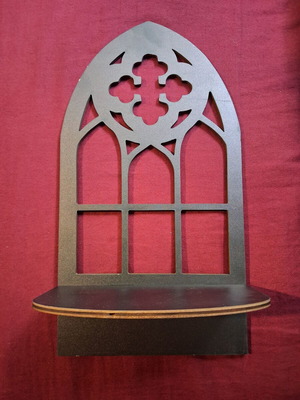 Decorative Gothic Style Shelf Stand new, wooden black matte