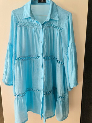 Blue shirt dress new, cotton, one size