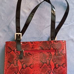 Vintage vinyl shoulder bag with red Python print, like new