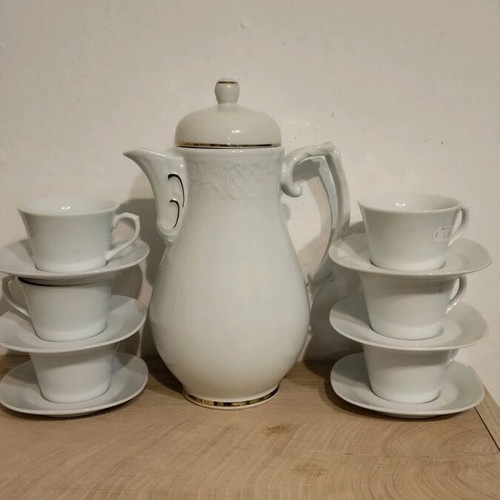 White porcelain coffee set like new without wear
