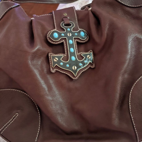 Moschino leather bag brown made of genuine leather