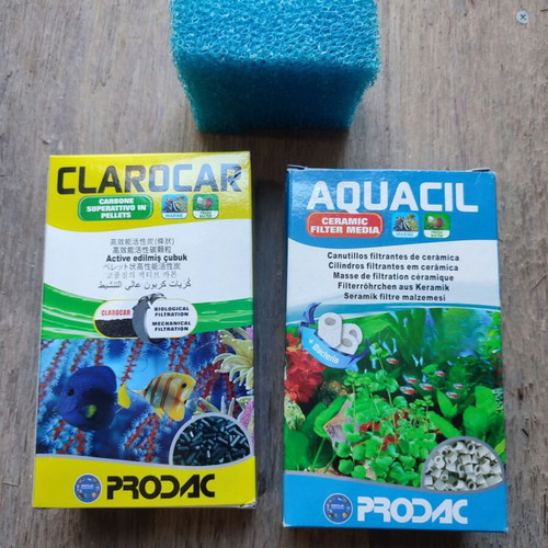 Activated Carbon Pellets Clarocar and Aquacil Sponge Filtration for Aquarium New