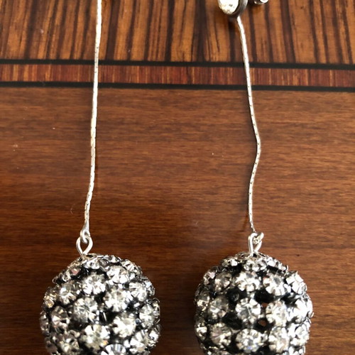 Earrings like new silver evening, about 8.5 cm