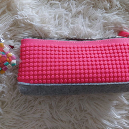 Upixel pencil case used pink school with 57 pixels