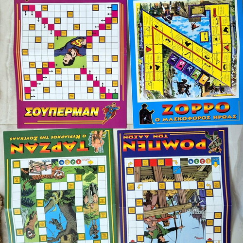 Board game 4 games: Zorro, Robin Hood, Tarzan, Superman