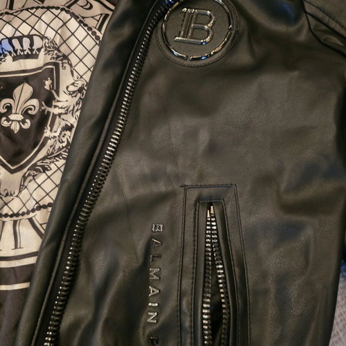 Balmain Bomber Jacket like new, black leather, size 48