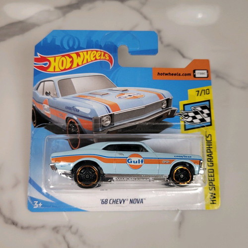 Hot Wheels 68 Chevy Nova Gulf Blue like new