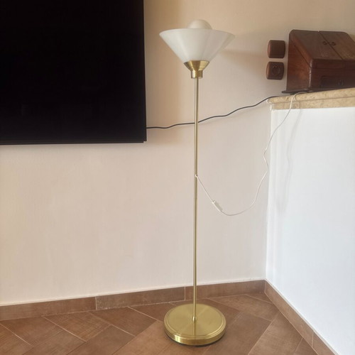 IKEA floor lamp vintage used, gold-plated, 1.32m, 20W bulb