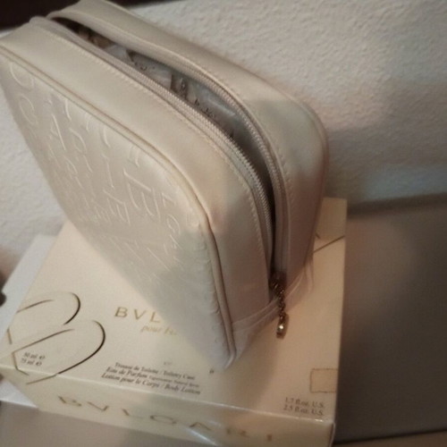 Bvlgari toiletry bag new in beige white color