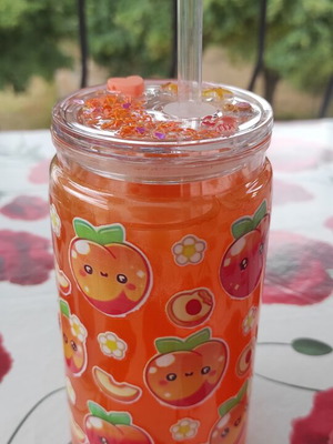 Snow Globe Tumbler Orange Peach σαν καινούργιο, διπλότοιχο ακρυλικό κουπάκι