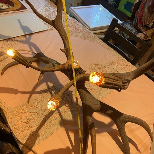 Lamp made of deer antler like new, made in 1960