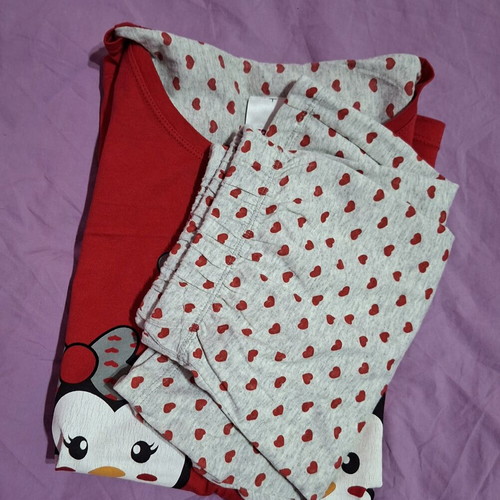 Summer pajamas set like new, cotton, size L, red