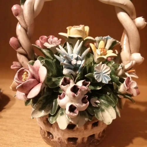 Capodimonte flower basket used decorative porcelain