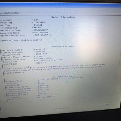 Dell Latitude E5270 laptop refurbished, Intel i5, 8GB RAM, 256GB SSD