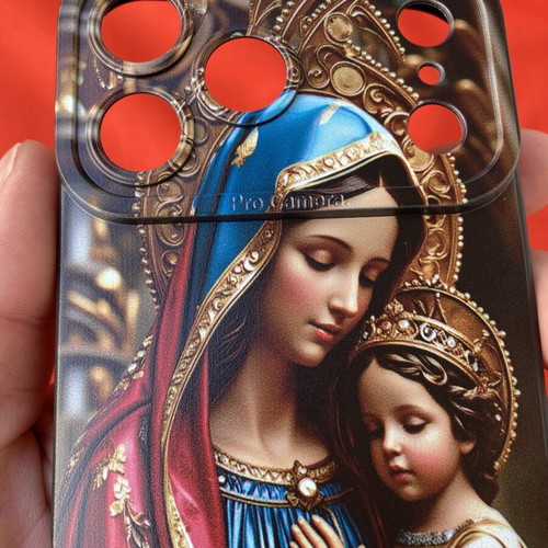 iPhone 17 Pro Max silicone case with Theotokos and Infant Jesus design new