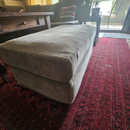 Corner sofa used, solid beech wood, gray, with ottoman extension