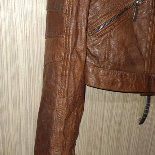 Saint Tropez leather jacket new, vintage style, brown, size S