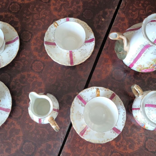 Vintage porcelain coffee set with gilding, 11 pieces, 1960s-70s