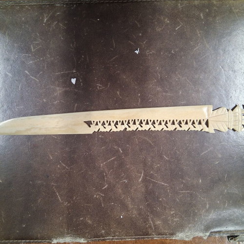 Vintage papercutter camel bone used, 30 cm