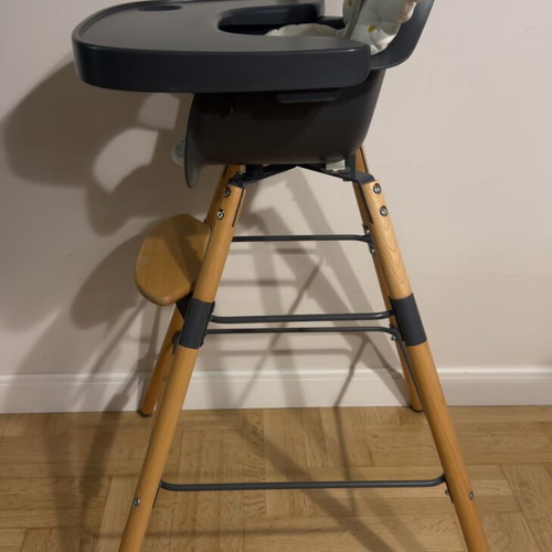 Childhome EVOLU 2 Natural Anthracite 2 in1 highchair with bumper like new