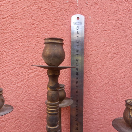 Brass six-arm candlestick used